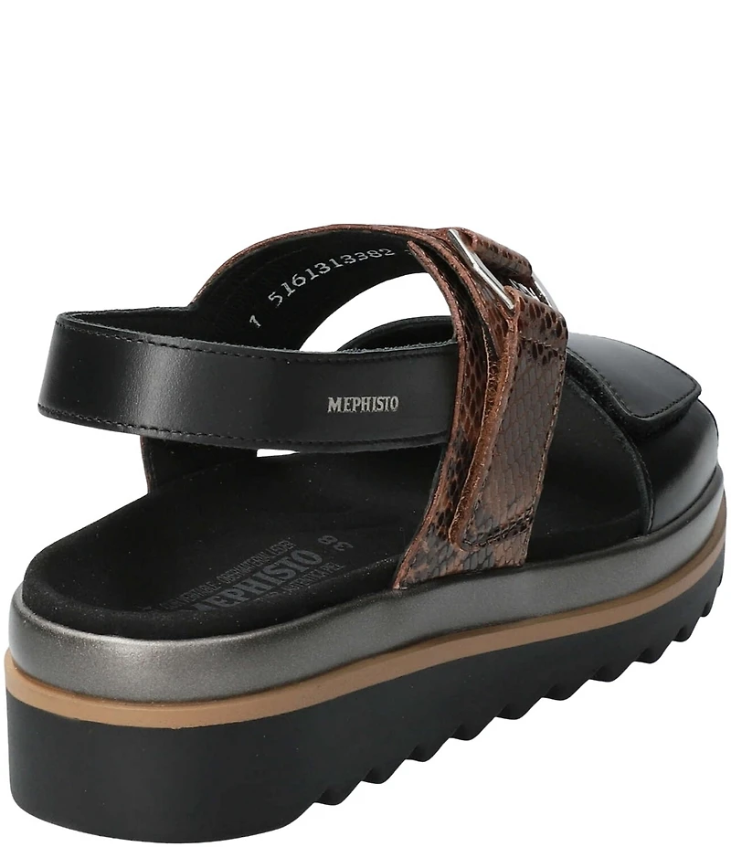 Mephisto Dakota Slingback Snake Embossed Leather Sandals