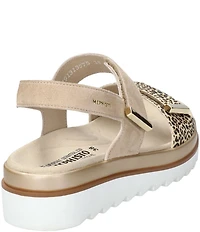 Mephisto Dominica Leather Croco Embossed Wedge Platform Sandals
