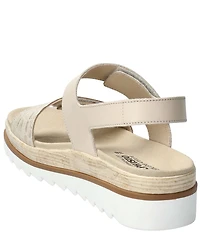 Mephisto Dominica Leather Croco Embossed Wedge Platform Sandals