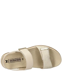 Mephisto Dominica Leather Croco Embossed Wedge Platform Sandals