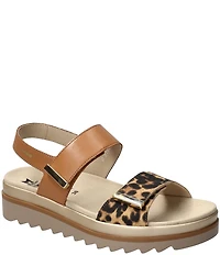 Mephisto Dominica Leather Leopard Print Wedge Platform Sandals