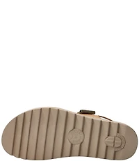 Mephisto Dominica Leather Leopard Print Wedge Platform Sandals