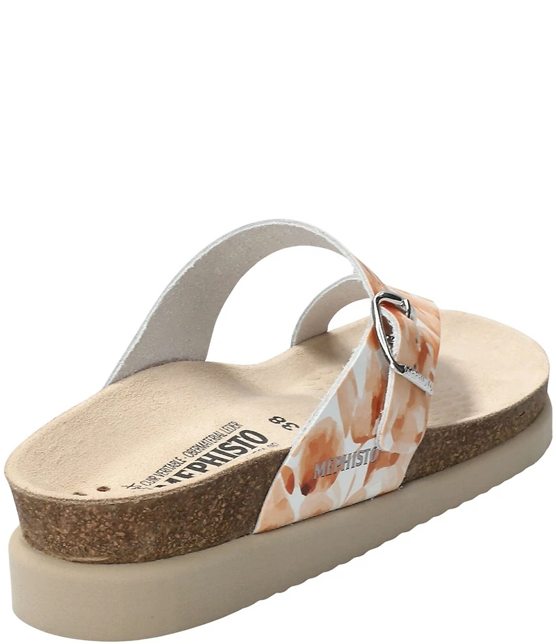 Mephisto Helen Floral Print Leather Buckle Detail Casual Sandals