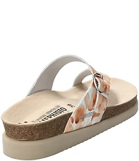 Mephisto Helen Floral Print Leather Buckle Detail Casual Sandals