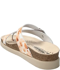 Mephisto Helen Floral Print Leather Buckle Detail Casual Sandals