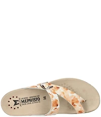 Mephisto Helen Floral Print Leather Buckle Detail Casual Sandals