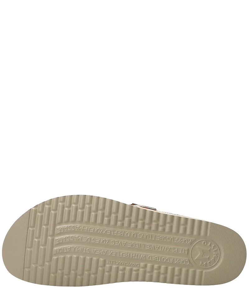 Mephisto Helen Floral Print Leather Buckle Detail Casual Sandals