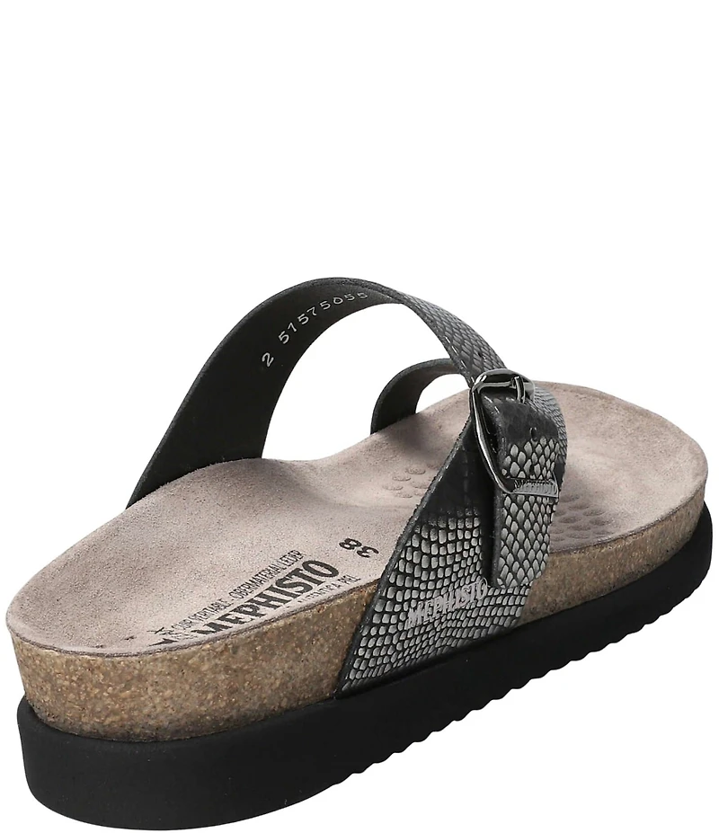 Mephisto Helen Buckle Detail Snake Embossed Leather Casual Sandals