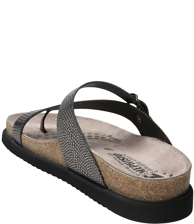 Mephisto Helen Buckle Detail Snake Embossed Leather Casual Sandals
