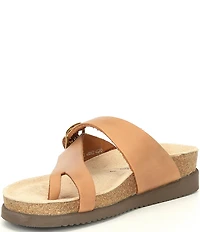 Mephisto Helen Buckle Detail Leather Casual Slide Sandals