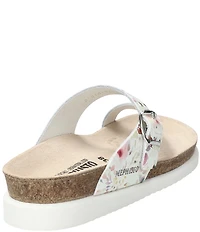 Mephisto Helen Floral Pebble Leather Buckle Detail Sandals