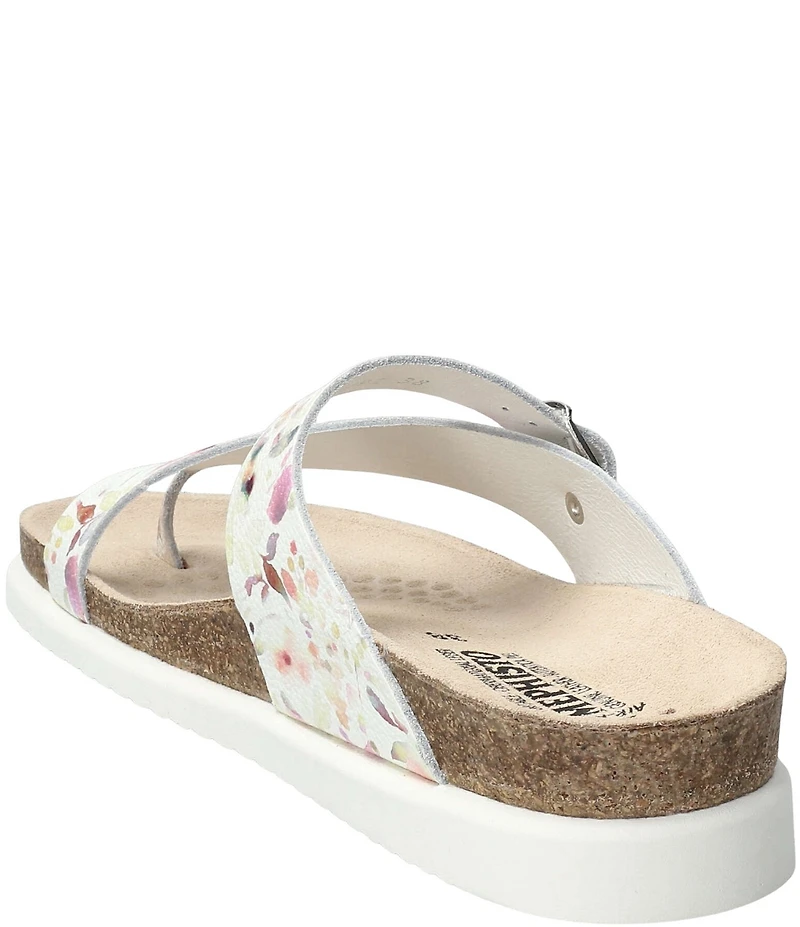 Mephisto Helen Floral Pebble Leather Buckle Detail Sandals