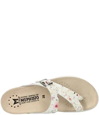 Mephisto Helen Floral Pebble Leather Buckle Detail Sandals