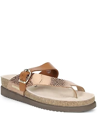 Mephisto Helen Mix Leather Buckle Toe Loop Sandals