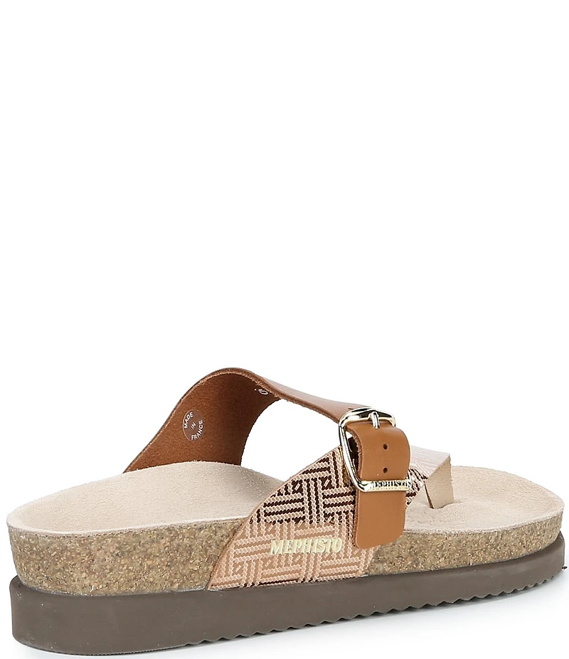 Mephisto Helen Mix Leather Buckle Toe Loop Sandals