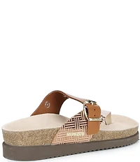Mephisto Helen Mix Leather Buckle Toe Loop Sandals