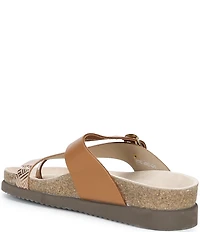 Mephisto Helen Mix Leather Buckle Toe Loop Sandals