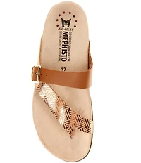 Mephisto Helen Mix Leather Buckle Toe Loop Sandals