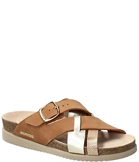 Mephisto Hida Leather Crossbanded Slide Sandals