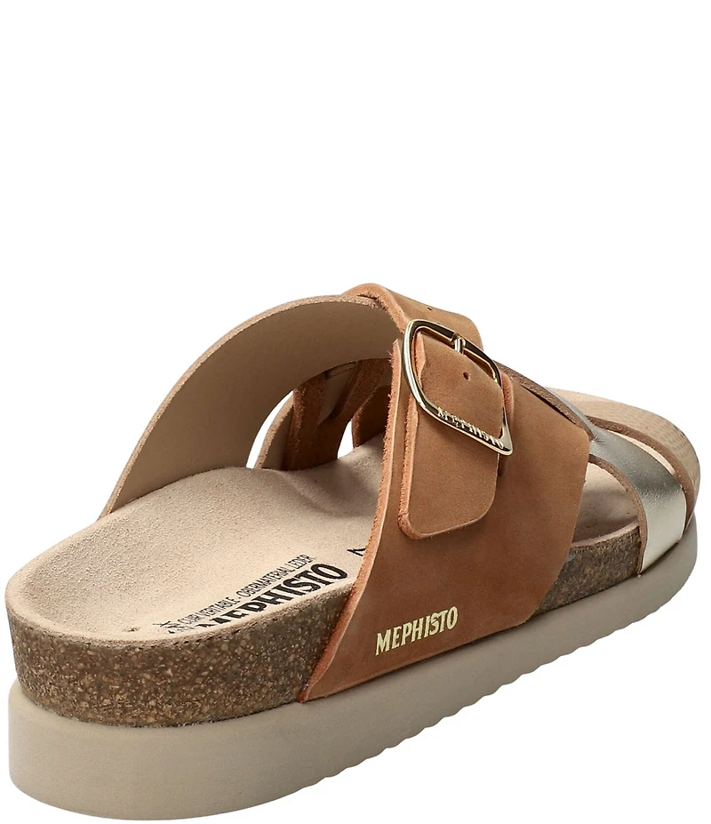Mephisto Hida Leather Crossbanded Slide Sandals