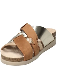 Mephisto Hida Leather Crossbanded Slide Sandals