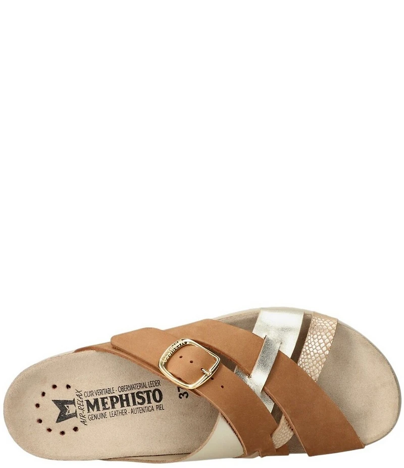 Mephisto Hida Leather Crossbanded Slide Sandals