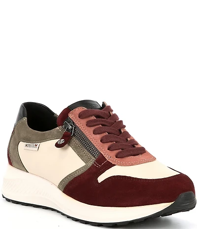 Mephisto Kim Suede and Leather Zipper Sneakers