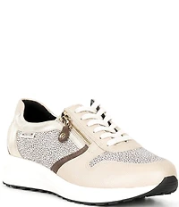 Mephisto Kim Suede and Leather Dotted Zipper Sneakers