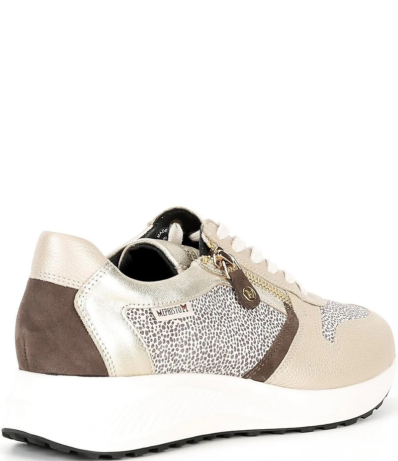 Mephisto Kim Suede and Leather Dotted Zipper Sneakers