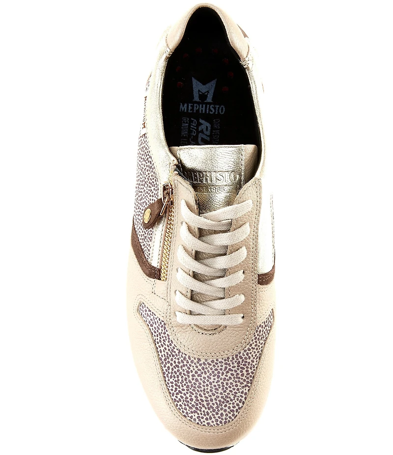 Mephisto Kim Suede and Leather Dotted Zipper Sneakers