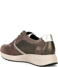 Mephisto Kim Suede and Leather Leopard Detail Zipper Sneakers