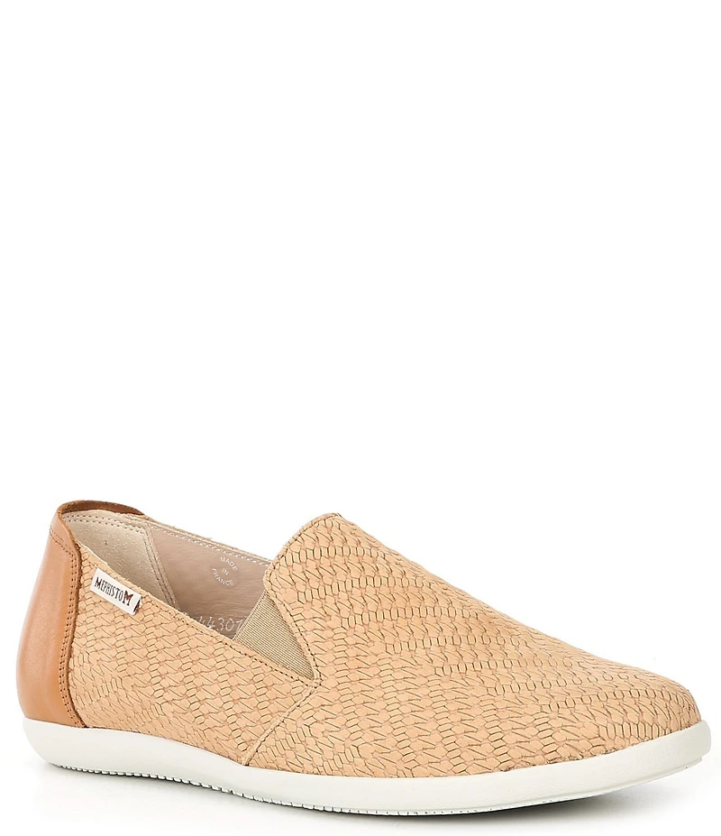 Mephisto Korie Woven Leather Slip-On Flats