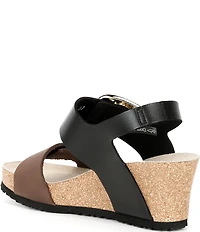 Mephisto Leandre Leather Buckle Strap Wedge Sandals