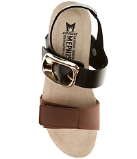 Mephisto Leandre Leather Buckle Strap Wedge Sandals