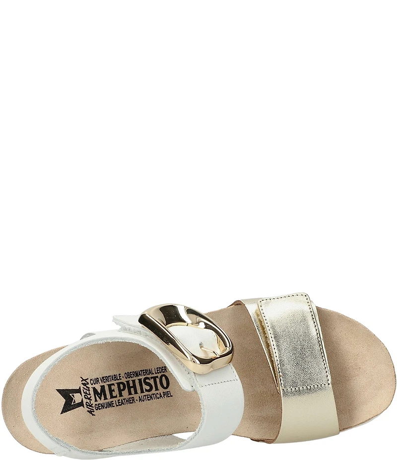 Mephisto Leandre Leather Buckle Strap Wedge Sandals
