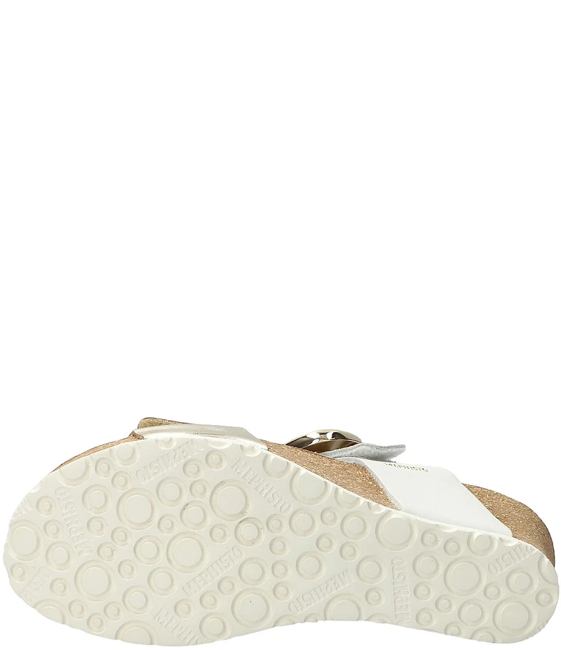Mephisto Leandre Leather Buckle Strap Wedge Sandals