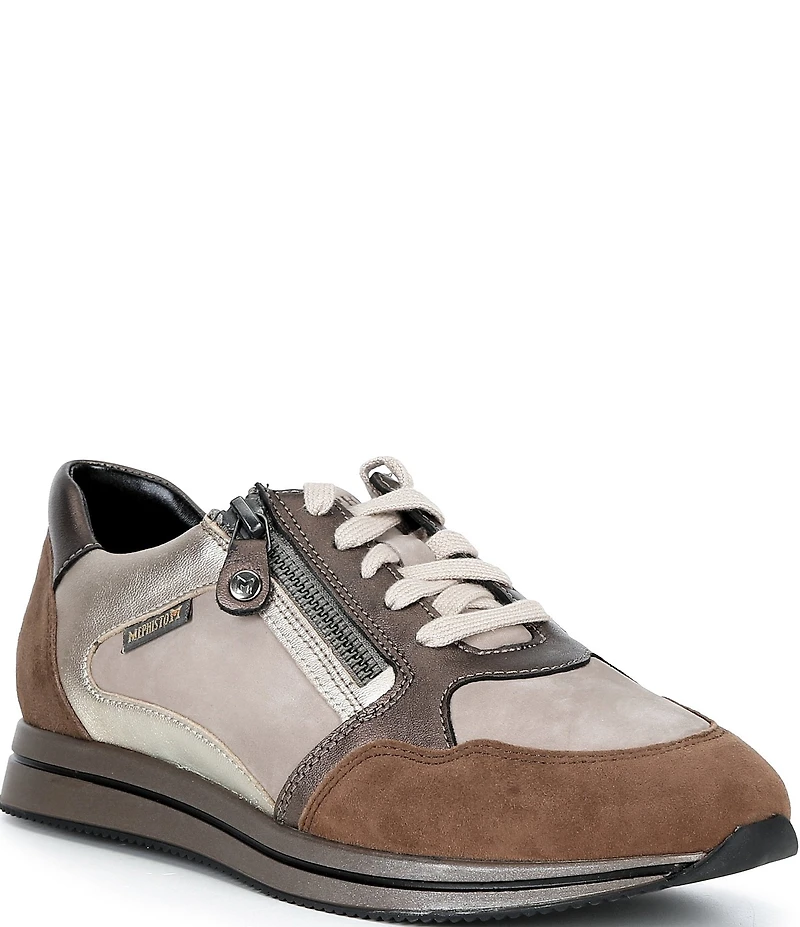 Mephisto Leenie Leather Suede Lace Up Sneakers