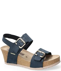 Mephisto Lissandra Leather Buckle Hardware Hook-and-Loop Banded Slingback Wedges
