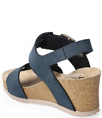 Mephisto Lissandra Leather Buckle Hardware Hook-and-Loop Banded Slingback Wedges