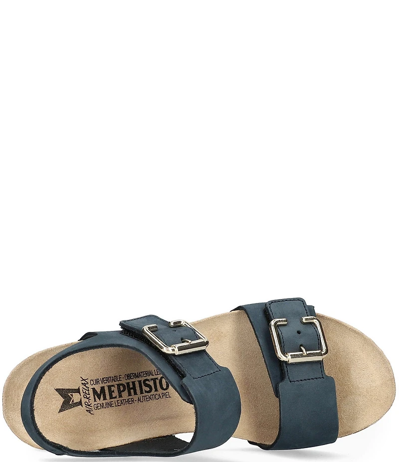 Mephisto Lissandra Leather Buckle Hardware Hook-and-Loop Banded Slingback Wedges
