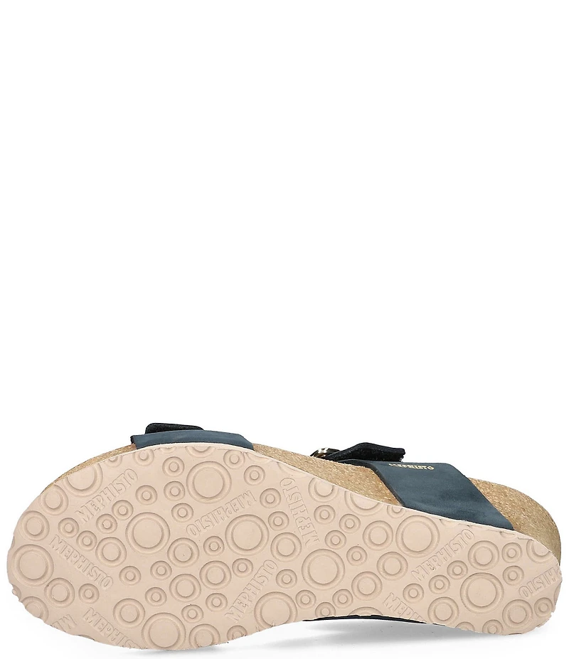 Mephisto Lissandra Leather Buckle Hardware Hook-and-Loop Banded Slingback Wedges