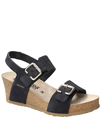 Mephisto Lissandra Leather Buckle Hardware Hook-and-Loop Banded Slingback Wedges