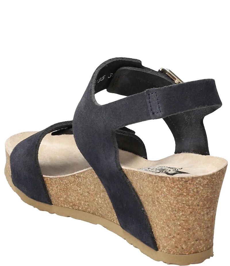Mephisto Lissandra Leather Buckle Hardware Hook-and-Loop Banded Slingback Wedges