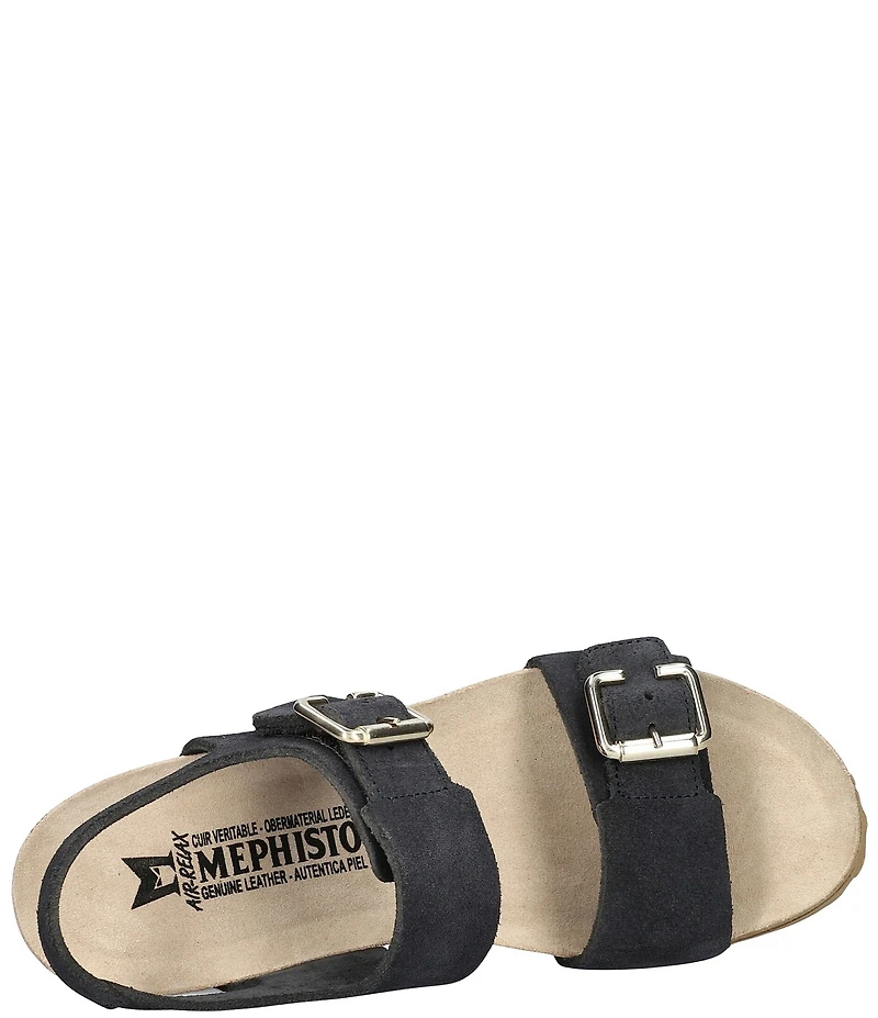 Mephisto Lissandra Leather Buckle Hardware Hook-and-Loop Banded Slingback Wedges