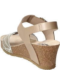 Mephisto Lissandra Printed Leather Buckle Hardware Hook-and-Loop Banded Slingback Wedges