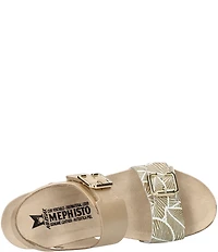Mephisto Lissandra Printed Leather Buckle Hardware Hook-and-Loop Banded Slingback Wedges
