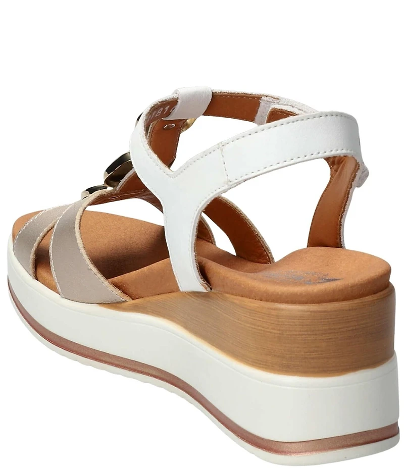 Mephisto Sallie Leather Hardware T-Strap Hook-and-Loop Slingback Wedge Sandals