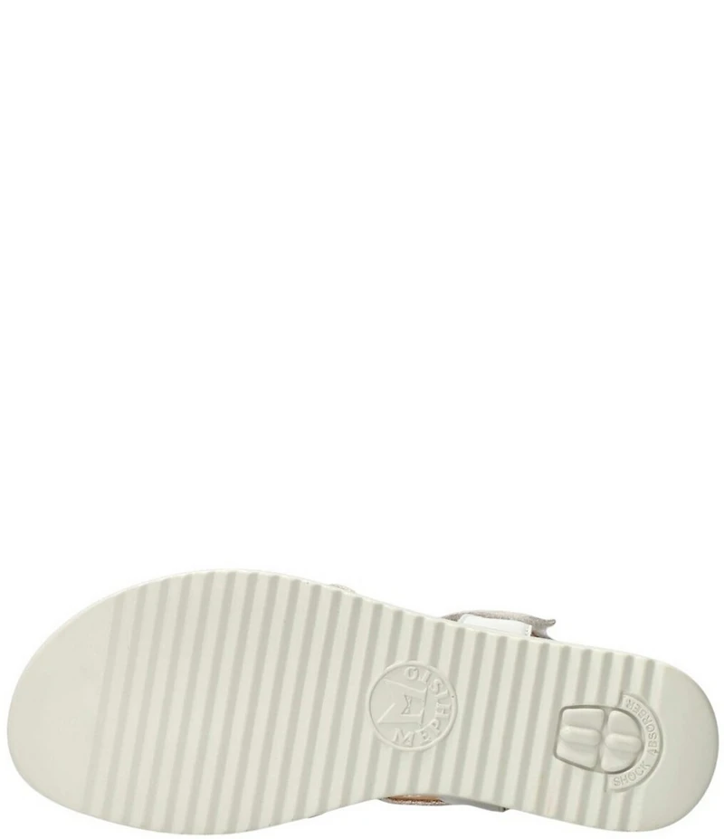 Mephisto Sallie Leather Hardware T-Strap Hook-and-Loop Slingback Wedge Sandals