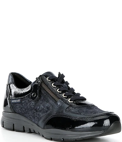 Mephisto Ylona Printed Leather Side Zip Oxford Sneakers