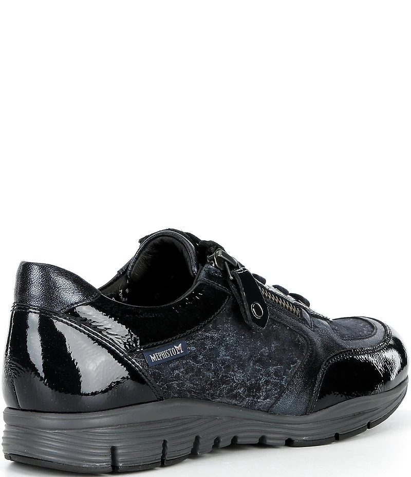 Mephisto Ylona Printed Leather Side Zip Oxford Sneakers